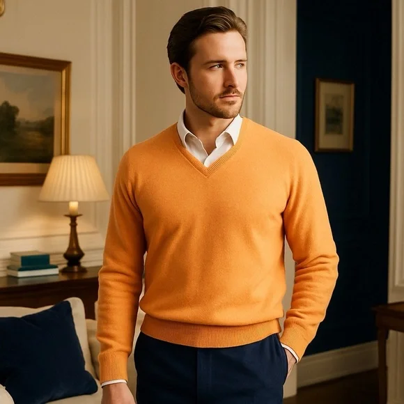 Ermenegildo Zegna Premium Cashmere V‑Neck Sweater Men’s 2XL – Made in Italy - Picture 9 of 9